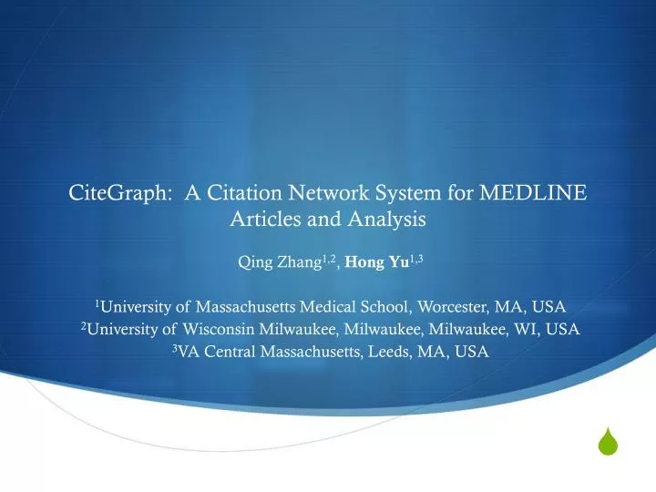 citegraph a citation network system for medline articles and analysis