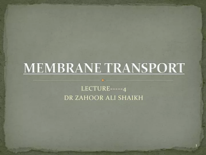 membrane transport