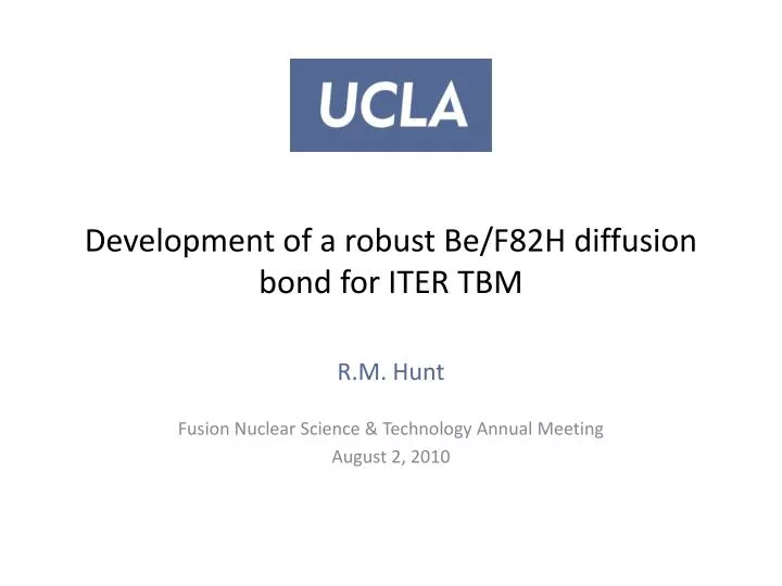 development of a robust be f82h diffusion bond for iter tbm