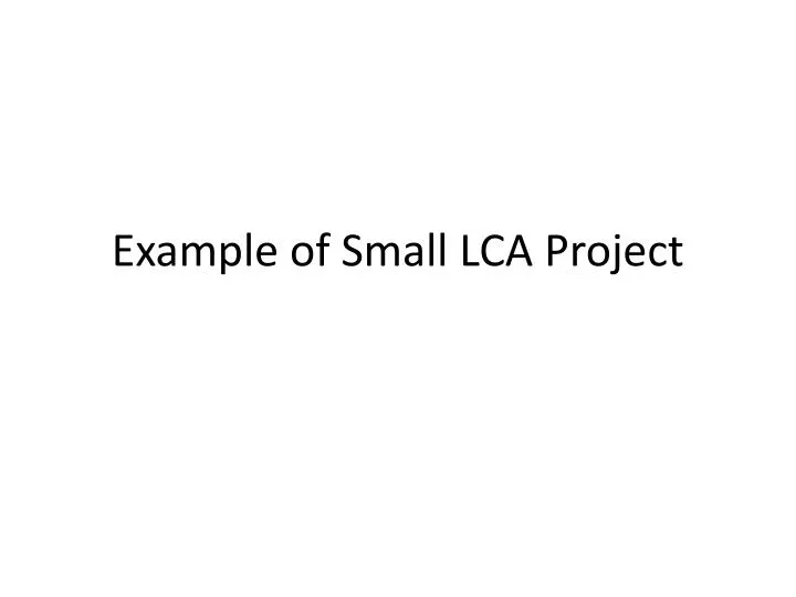 example of small lca project