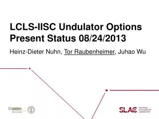 LCLS-IISC Undulator Options Present Status 08/24/2013