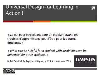 Universal Design for Learning in A ction !