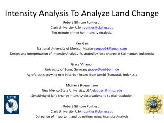 Intensity Analysis To Analyze Land Change