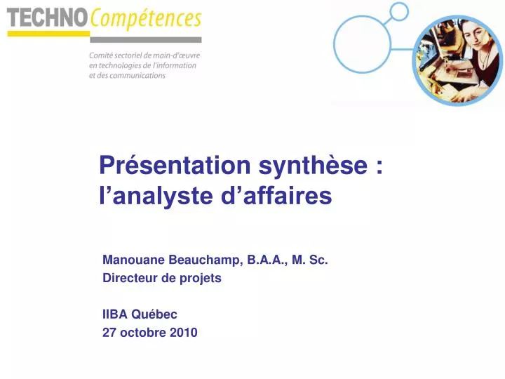 pr sentation synth se l analyste d affaires