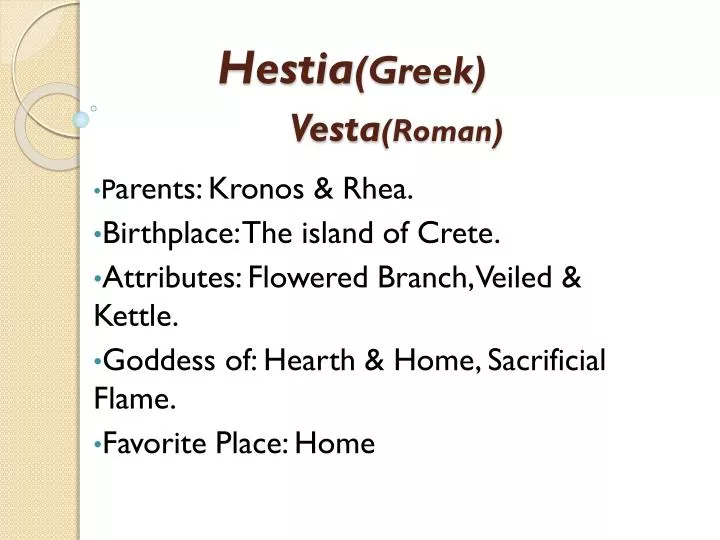 hestia greek vesta roman