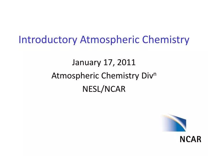 introductory atmospheric chemistry