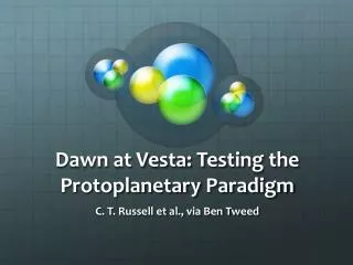 Dawn at Vesta : Testing the Protoplanetary Paradigm