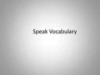 Speak Vocabulary