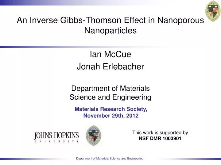 an inverse gibbs thomson effect in nanoporous nanoparticles