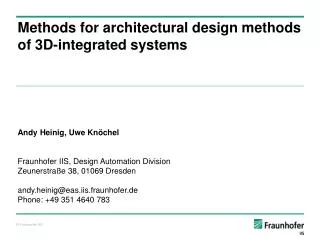 Methods for architectural design methods of 3D-integrated systems