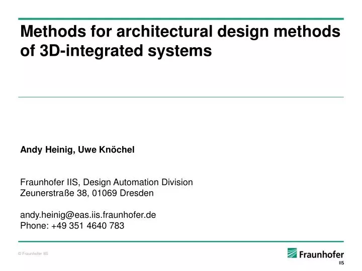 methods for architectural design methods of 3d integrated systems