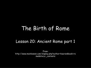 The Birth of Rome