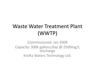 Waste Water Treatment Plant (WWTP)