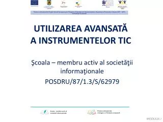 UTILIZAREA AVANSATĂ A INSTRUMENTELOR TIC