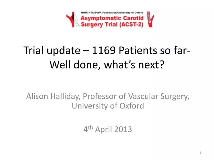 trial update 1169 patients so far well done what s next