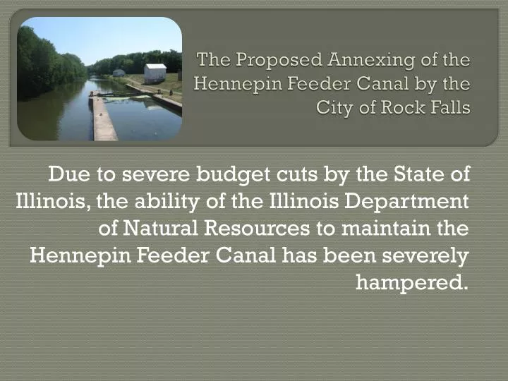 the proposed annexing of the hennepin feeder canal by the city of rock falls