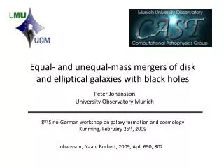Equal- and unequal-mass mergers of disk and elliptical galaxies with black holes
