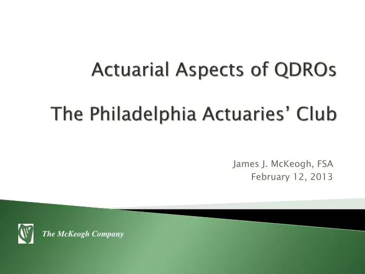 actuarial aspects of qdros the philadelphia actuaries club
