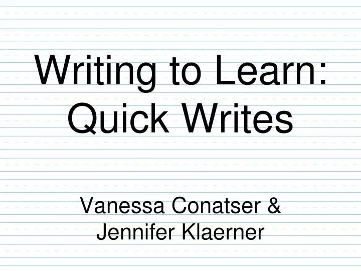 writing to learn quick writes