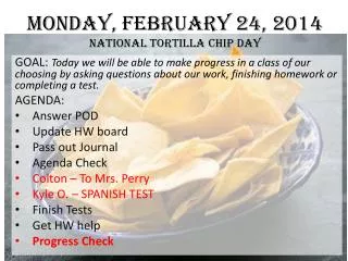 Monday, February 24, 2014 National Tortilla Chip Day