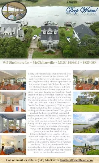 945 Shellmore Ln ~ McClellanville ~ MLS# 1408611 ~ $825,000
