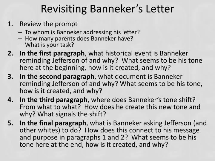 revisiting banneker s letter