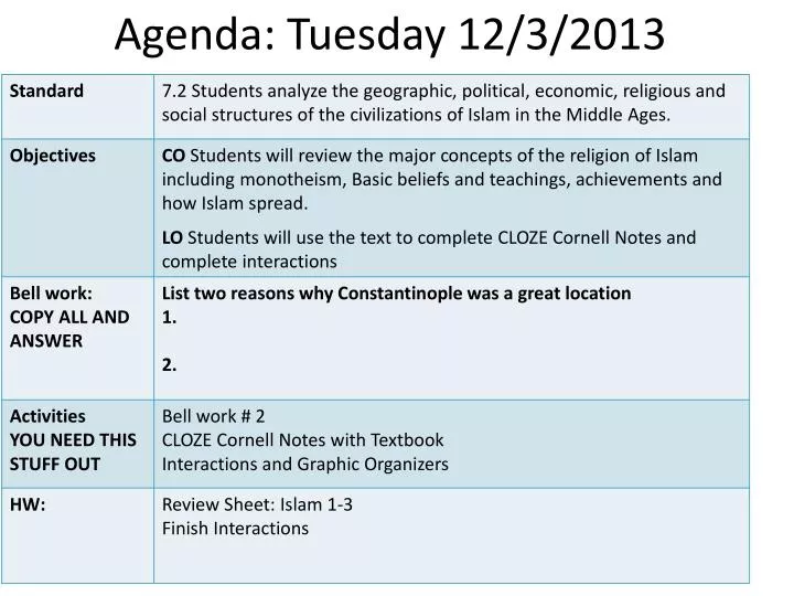 agenda tuesday 12 3 2013