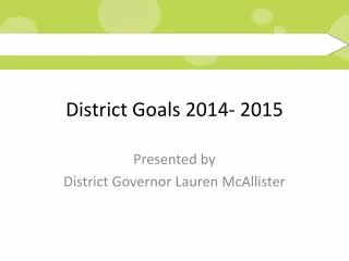 District Goals 2014- 2015