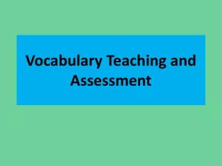 vocabulary teaching and assessment