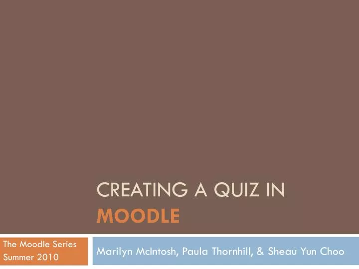 creating a quiz in moodle