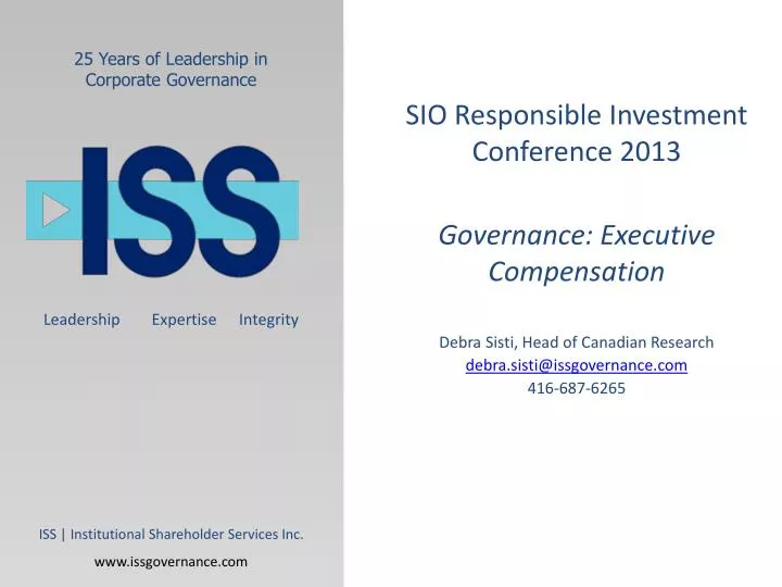sio responsible investment conference 2013 governance executive compensation
