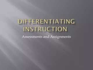 Differentiating Instruction