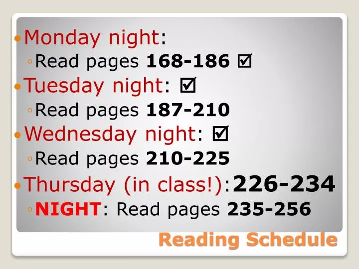 reading schedule