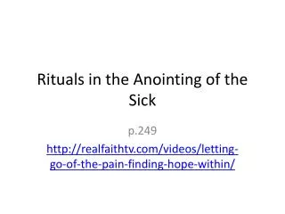 Rituals in the Anointing of the Sick