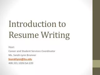 Introduction to Resume Writing