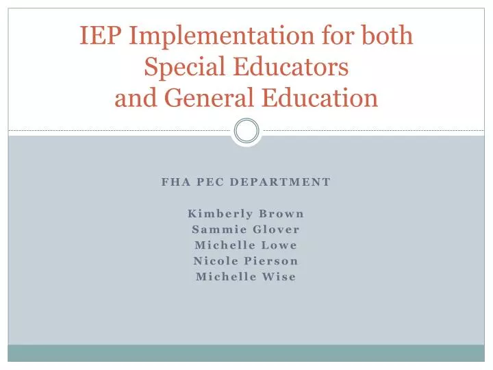iep implementation for both special educators and general education