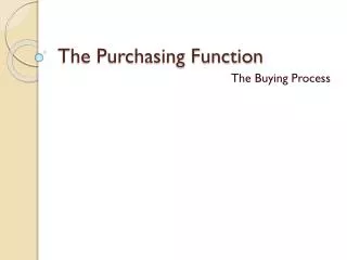 The Purchasing Function