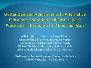 William Huth , University of West Florida Greg Martin, Northern Kentucky University
