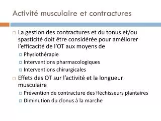 activit musculaire et contractures