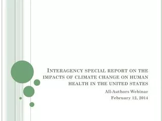 Interagency special report on the impacts of climate change on human health in the united states