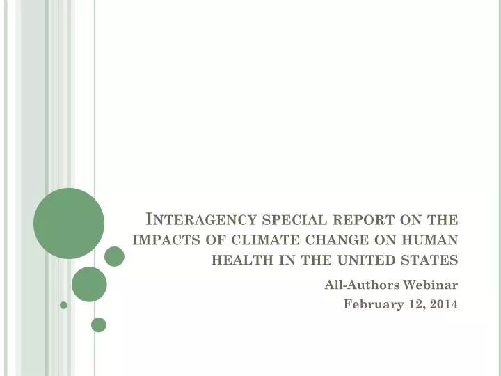 interagency special report on the impacts of climate change on human health in the united states