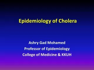 Epidemiology of Cholera