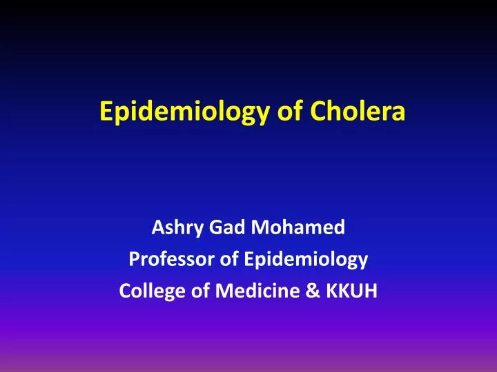 epidemiology of cholera
