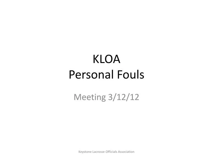 kloa personal fouls