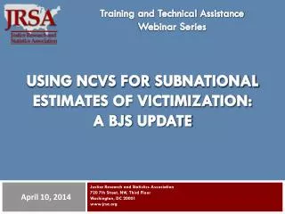 Using NCVS for subnational estimates of victimization: A BJS update
