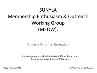 SUNYLA Membership Enthusiasm &amp; Outreach Working Group (MEOW):