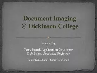 Document Imaging @ Dickinson College