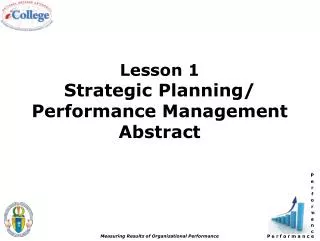 Lesson 1 Strategic Planning/ Performance Management Abstract