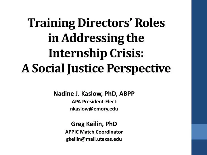 training directors roles i n addressing the internship crisis a social justice perspective