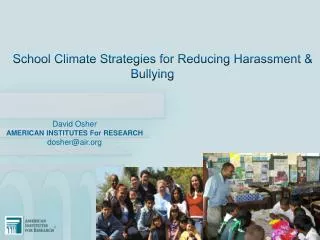 School Climate Strategies for Reducing Harassment &amp; Bullying